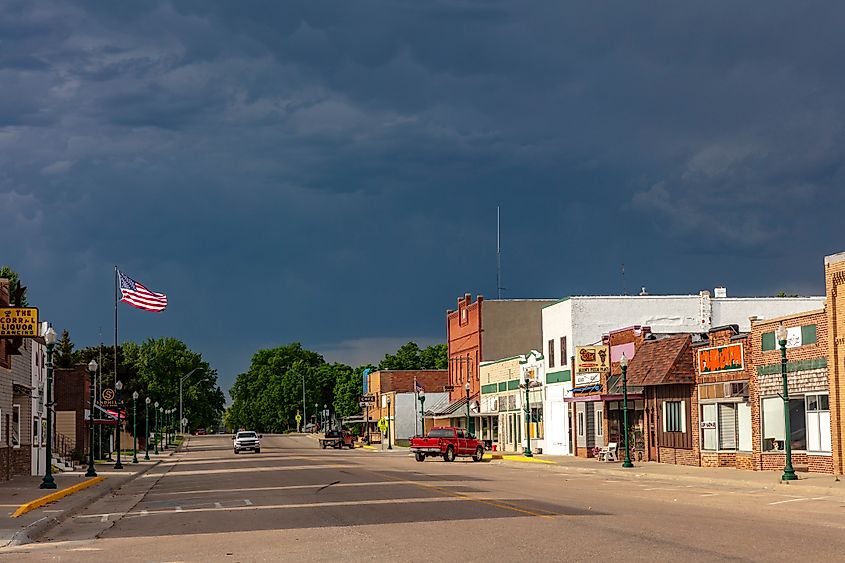 Main Street of Bassett, Nebraska, USA. Editorial credit: Danita Delimont / Shutterstock.com