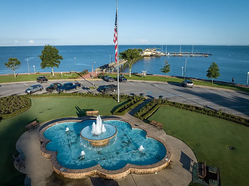 Aerial view of Fairhope, Alabama.