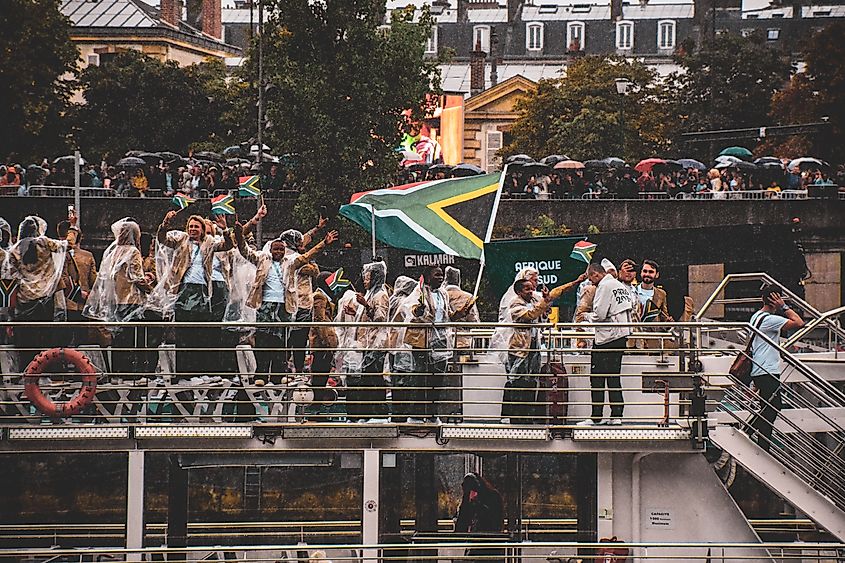 The boat representing South Africa at the Paris 2024 Opening Ceremony