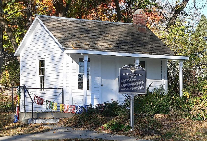 John G. Neihardt study at John G. Neihardt State Historic Site in Bancroft, Nebraska; seen from the southeast.