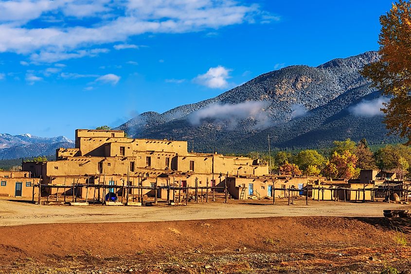 Ancient dwellings of the UNESCO World Heritage Site of Taos Pueblo in New Mexico.