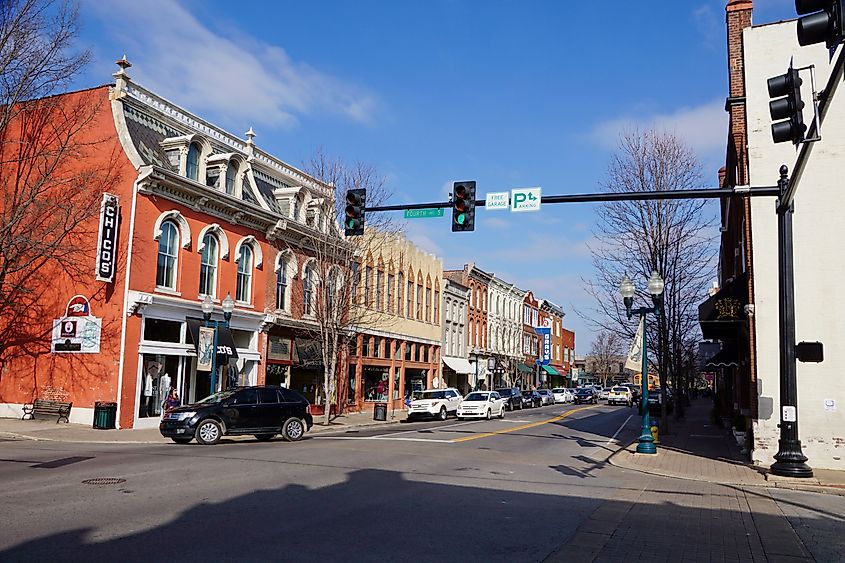 Historical buildings in the downtown area of Franklin, Tennessee.