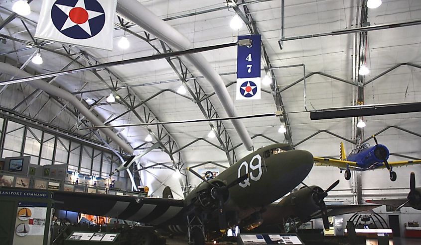 A C-47A Skytrain located inside the Air Mobility Command Museum