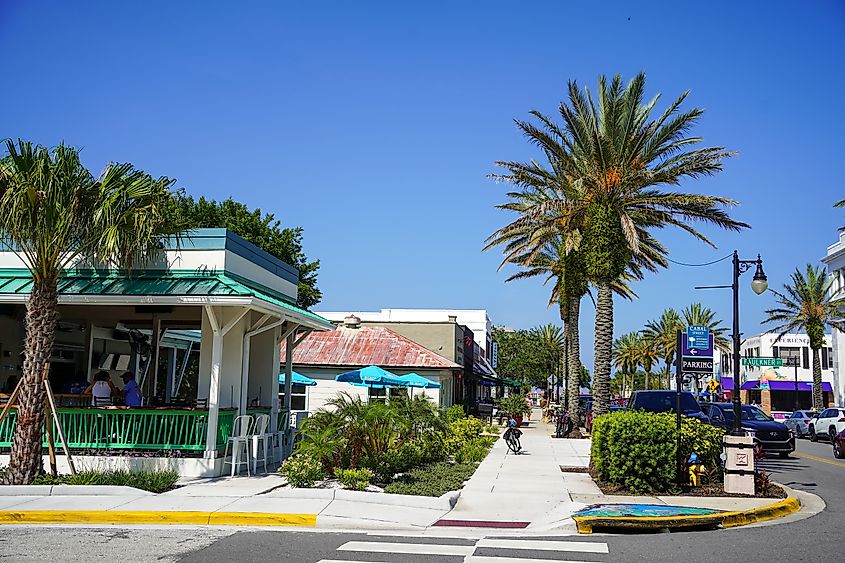 Downtown area of New Smyrna Beach, Florida