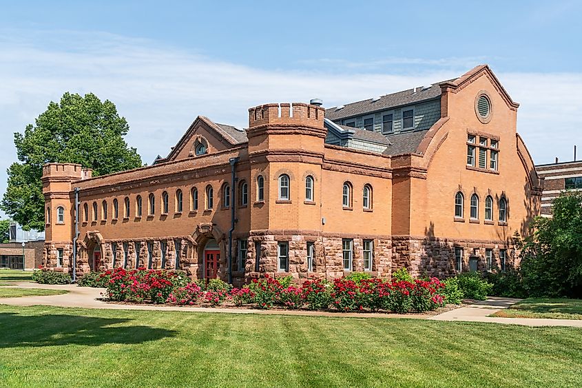 VERMILLION, SD: Dean Belbas Center on the campus of the University of South Dakota. 