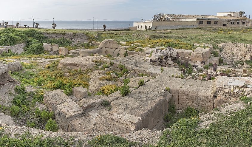 Ruins of roman thermal baths in Lilybaeum in Marsala, Sicily, Italy