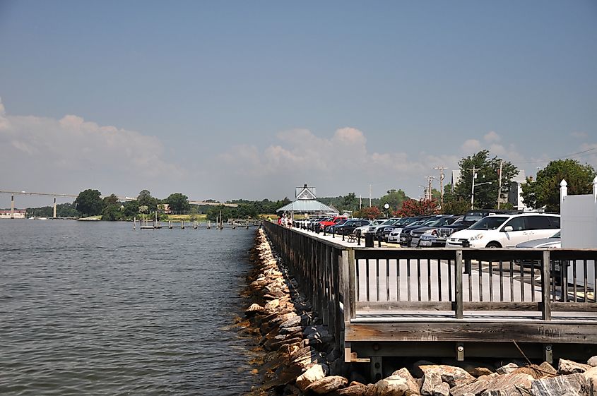 The boardwalk in Solomons Island, Maryland.