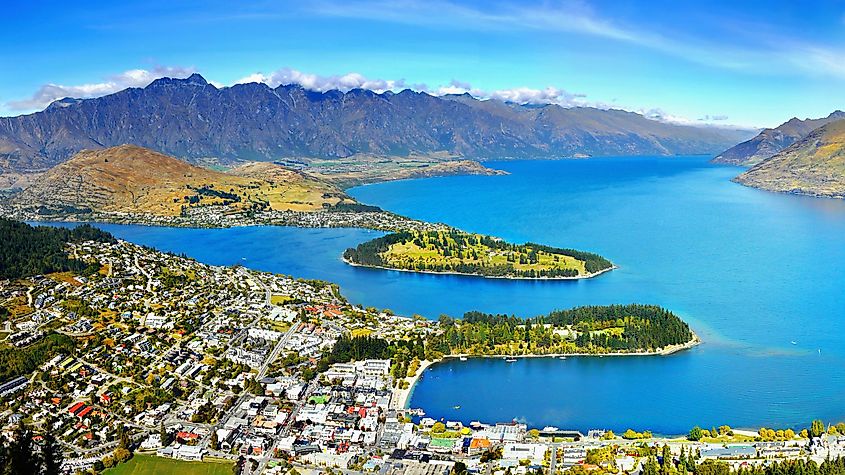 Aerial view of Queenstown, New Zealand