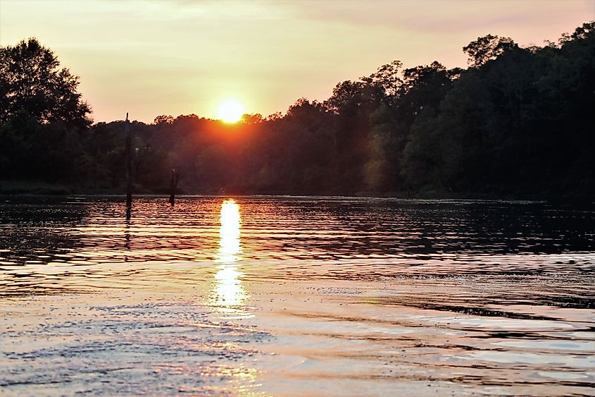 Sunset on the Tombigbee River (Alabama Extension, CC0, via Wikimedia Commons)
