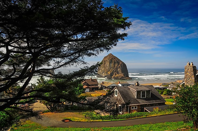 Elevated view of Cannon Beach, Oregon