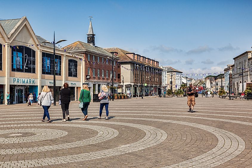 Street view in Truro, Cornwall, UK.