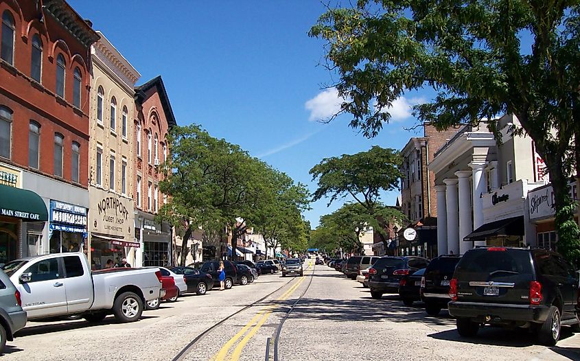 Main Street in Northport, New York.