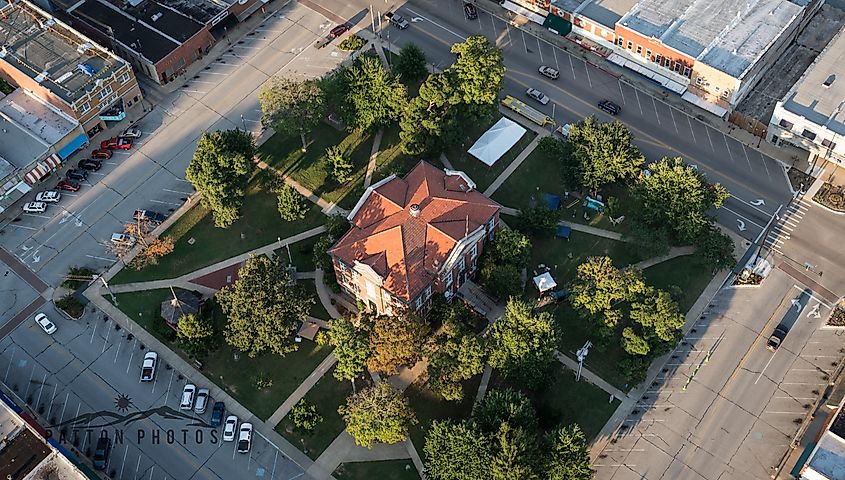 Top view of Courthouse Square in Harrison, Arkansas.