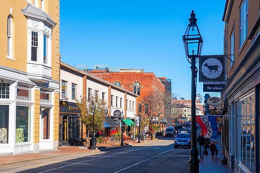 The historic downtown area of Portsmouth, New Hampshire. Editorial credit: Wangkun Jia / Shutterstock.com.