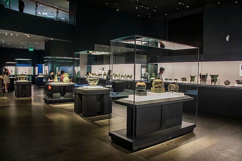 The Ancient Chinese Bronze Gallery in Shanghai with Zhou dynasty artifacts.