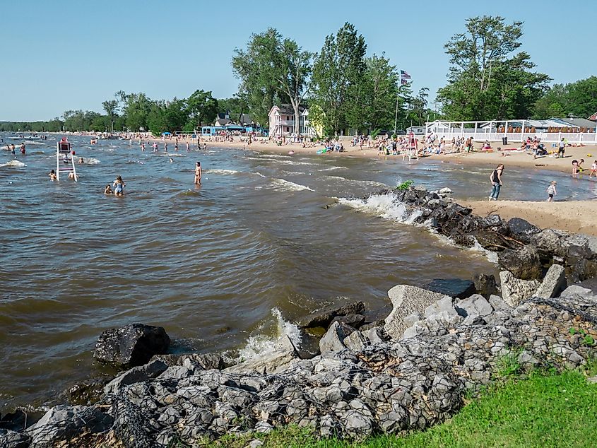 People at Sylvan Beach in New York.