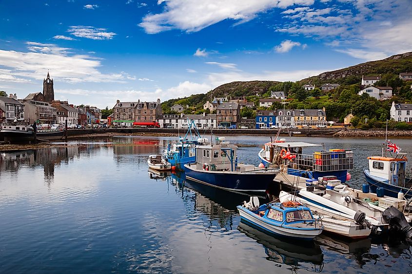 Tarbet, a small fishing town and ferry terminal in Argyll and Bute, Scotland