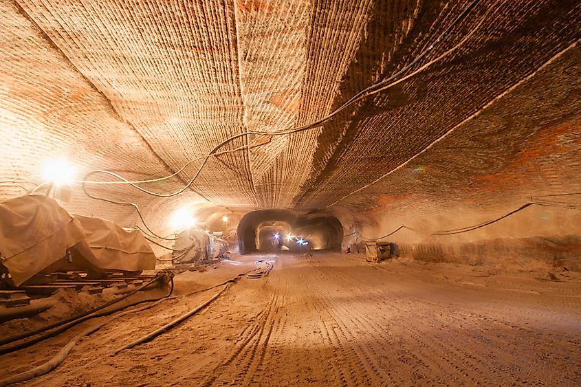 Underground tunnel in a potash mine.