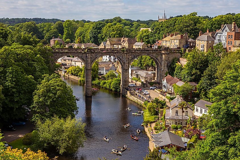 Knaresborough Viaduct spanning over the River Nidd in the beautiful town of Knaresborough in North Yorkshire