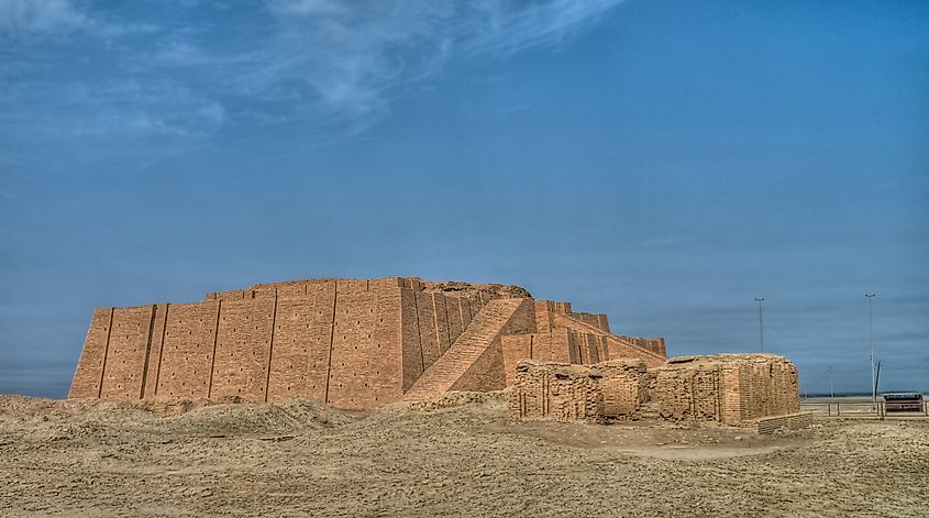 Reconstructed facade of the Ziggurat of Ur in Iraq