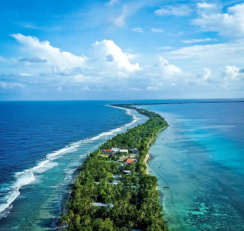Aerial view of the island of Tuvalu