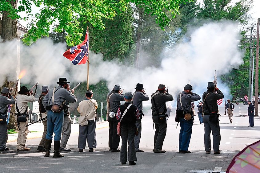 The "Battle of Lewisburg" Civil War Battle Reenactment in Lewisburg, West Virginia.