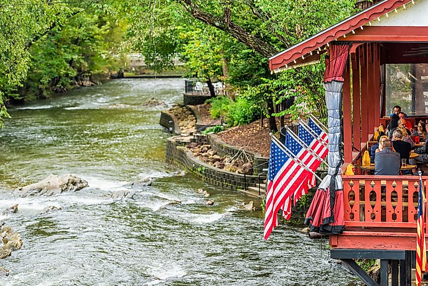 Cafe on the Chattahoochee River in Helen, Georgia.