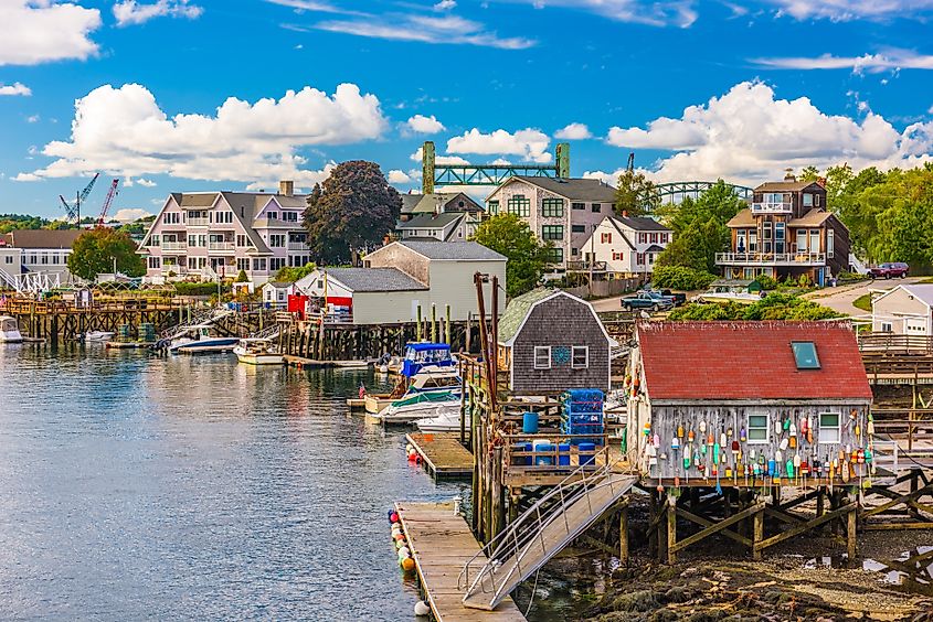 Riverside buildings in the town of Portsmouth, New Hampshire.