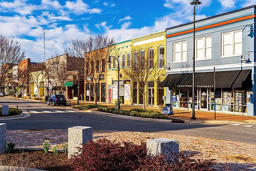 Goldsboro, North Carolina, USA: The Downtown Pharmacy, a landmark on Center Street in downtown Goldsboro. Editorial credit: Wileydoc / Shutterstock.com