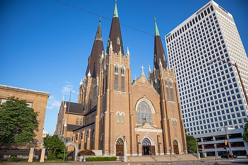 Exterior of Holy Family Cathedral in Tulsa.