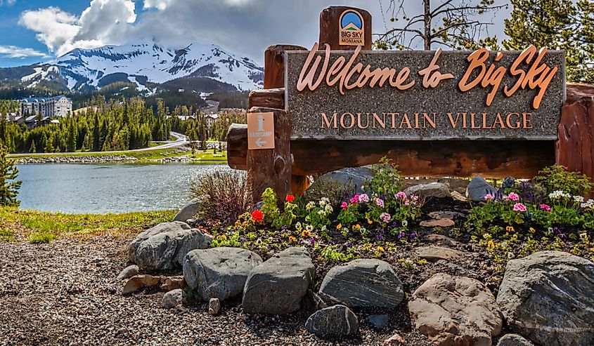 Welcome to Big Sky Mountain Village Signage, Montana