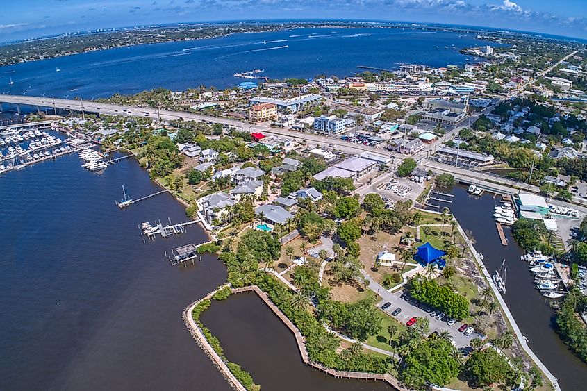 Aerial view of the town of Stuart in Florida.