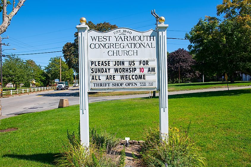 West Yarmouth Congregational Church on Main Street in West Yarmouth, Massachusetts