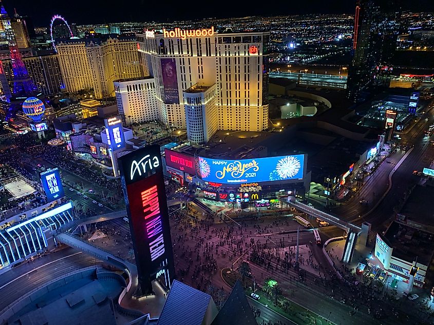 2020 New Year's Eve on the Las Vegas Strip. Image Credit Tydence Davis via Wikimedia.