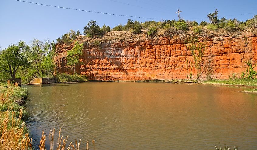 Lake at Red Rock Canyon Adventure Park in the State of Oklahoma