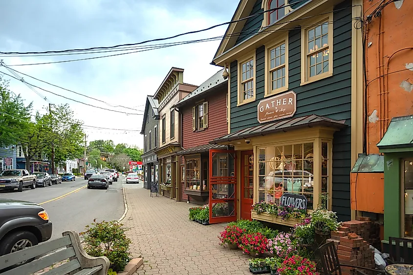 Cute storefronts in Frenchtown, New Jersey.