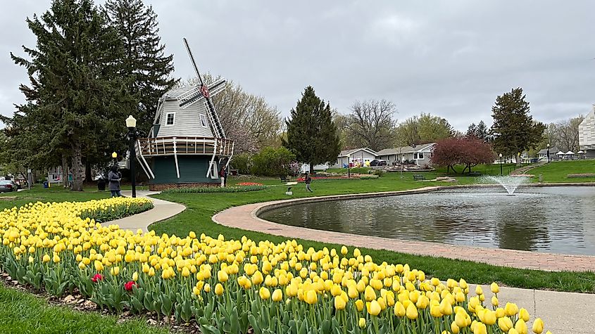 Windmill by the lake in Pella, Iowa