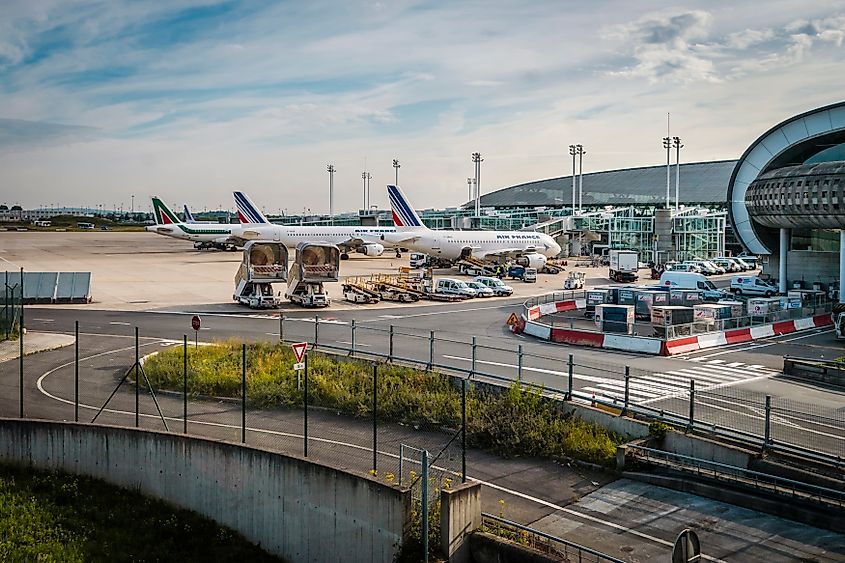 Charles de Gaulle International airport, Paris -A view of the terminal and aircrafts on the tarmac