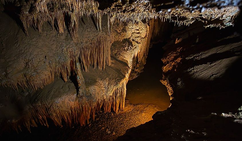 Water inside Tuckaleechee Caverns, Tennessee.