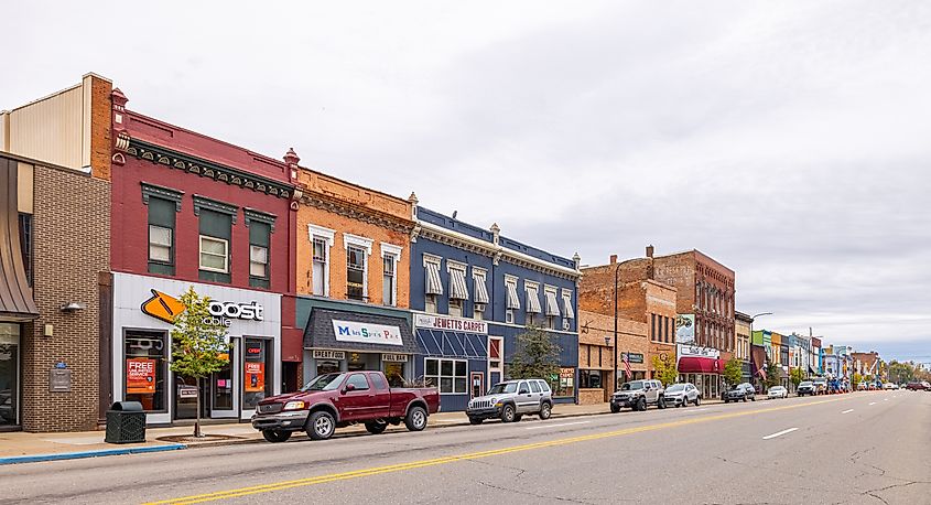 The Historic business district on Cochran Avenue in Charlotte, Michigan. Editorial credit: Roberto Galan / Shutterstock.com