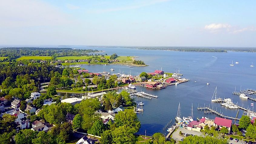 Chesapeake Bay with boats in St Michaels, Maryland.