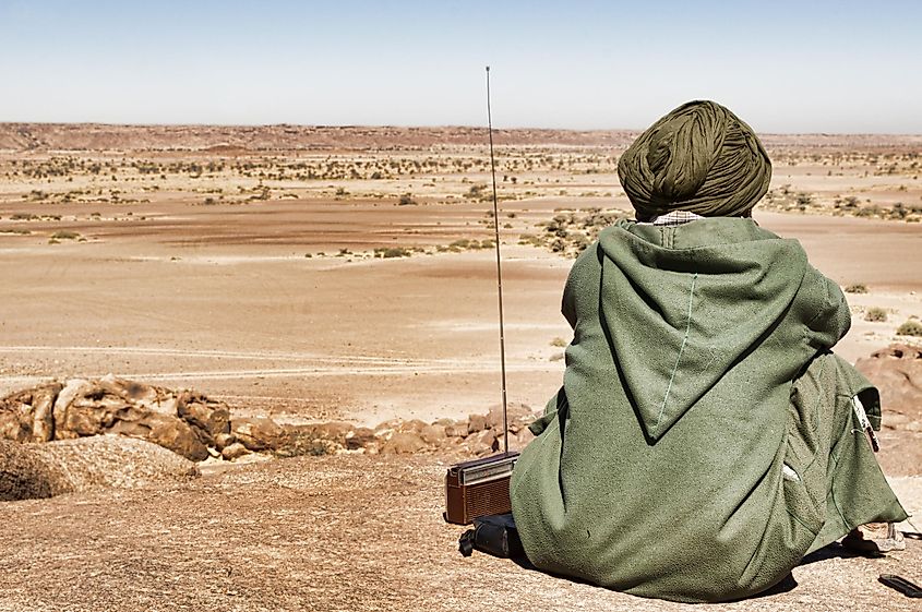 A nomad in the desert, Western Sahara. Image used under license from Shutterstock.com.
