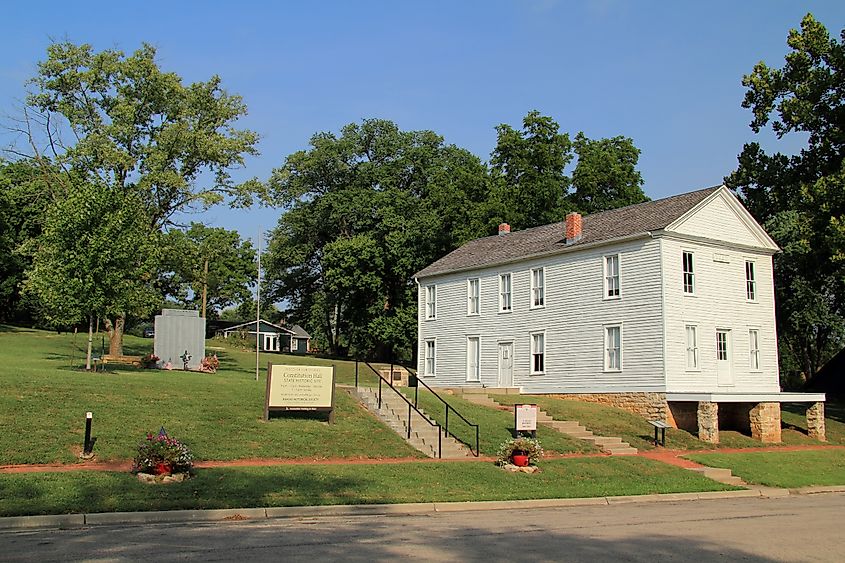 Lecompton, Kansas, home to several historic sites like Constitution Hall, which played key roles in the lead-up to the Civil War.