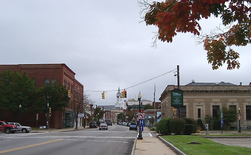 View towards downtown Rochester, New Hampshire.