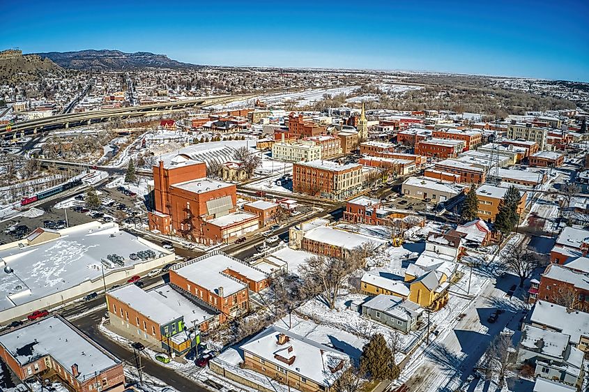 Aerial view of Trinidad in winter.