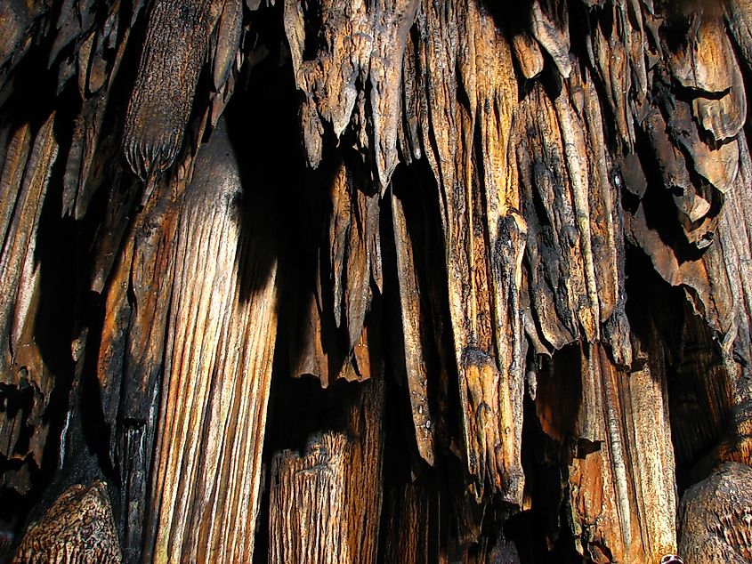 Stalactites in the Majestic Caverns in Childersburg, Alabama