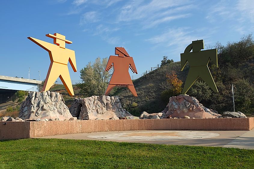 Lewis and Clark Sculpture at Keelboat Park, North Dakota.