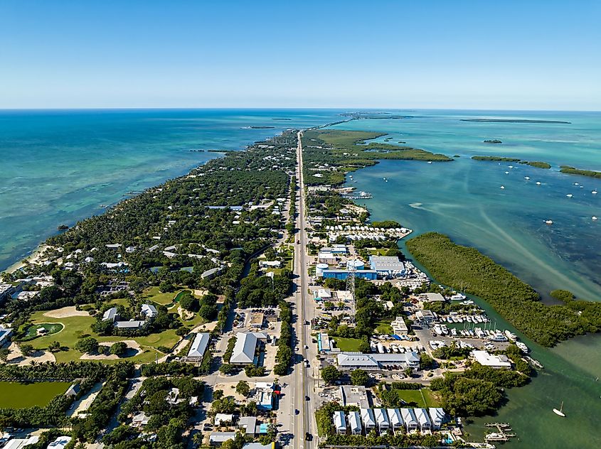 Aerial view of Islamorada in Florida Keys.