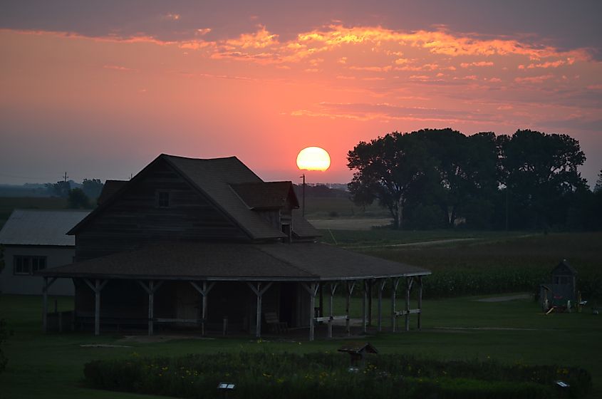 Sunrise on the farm in De Smet South Dakota.