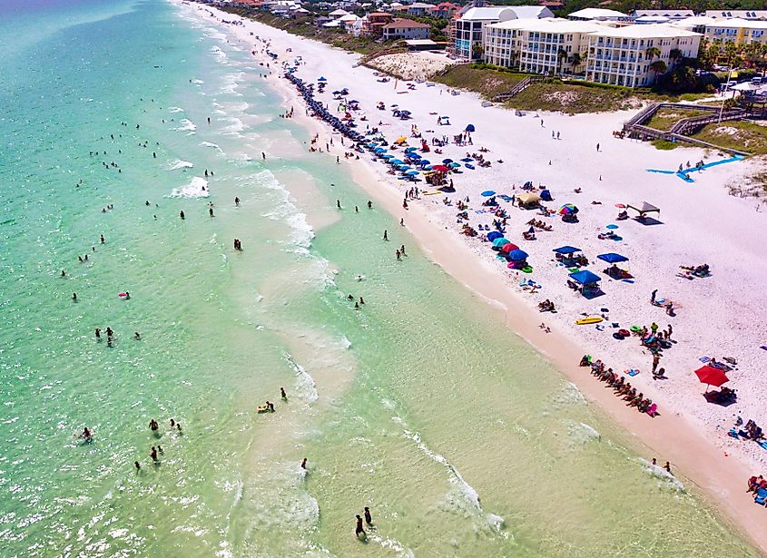 Aerial view of Santa Rosa Beach in Florida.